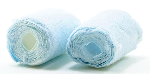 Dollhouse Miniature Toilet Tissue Blue 2 Rolls